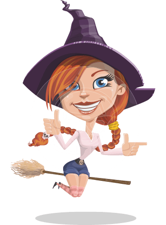 Beautiful Witch Girl Cartoon Vector Character AKA Braida Witchy